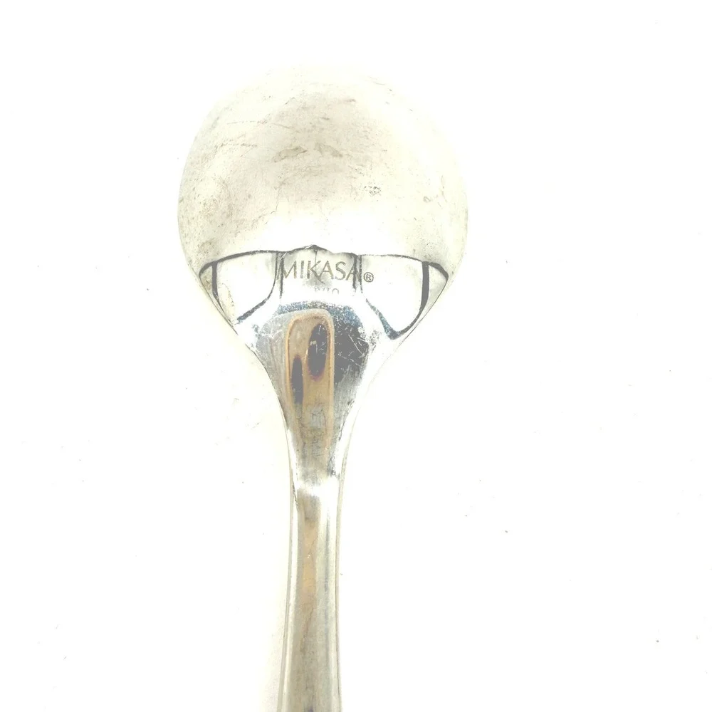 Mikasa Spoon Set Silver Stainless Steel Tapered Handle 4pc 1.75width 7.75
